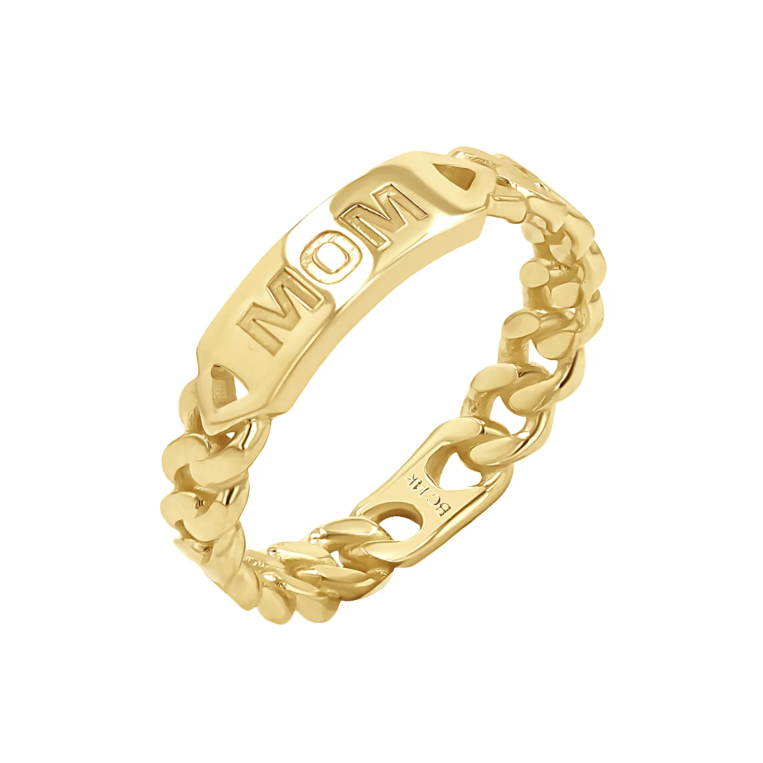Engravable Cuban Link Ring sold by Baby Gold