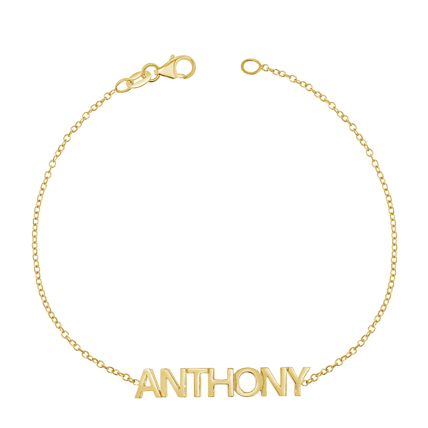 Block Letter Name Bracelet sold by Baby Gold