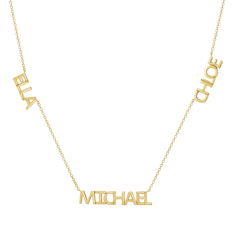 Multi Block Letter Name Necklace sold by Baby Gold