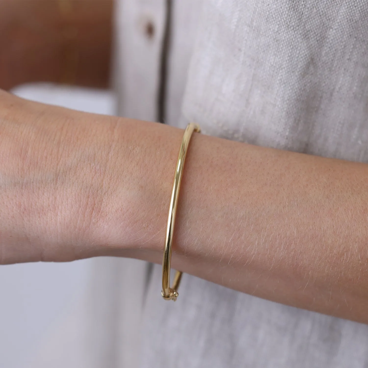 Classic Oval Tube Bangle (3mm) sold by Baby Gold product image thumbnail 3