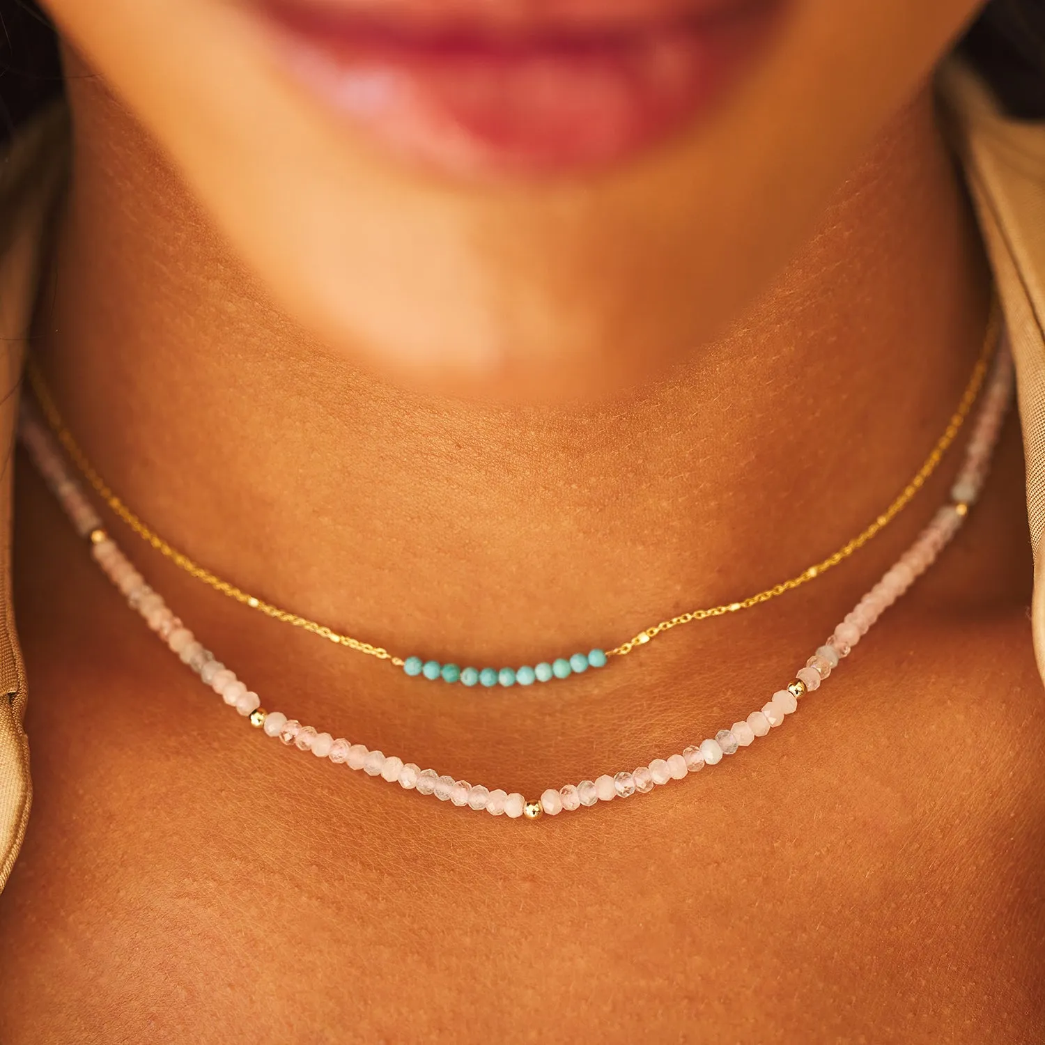 Turquoise Bead Bar Necklace sold by Baby Gold product image thumbnail 2