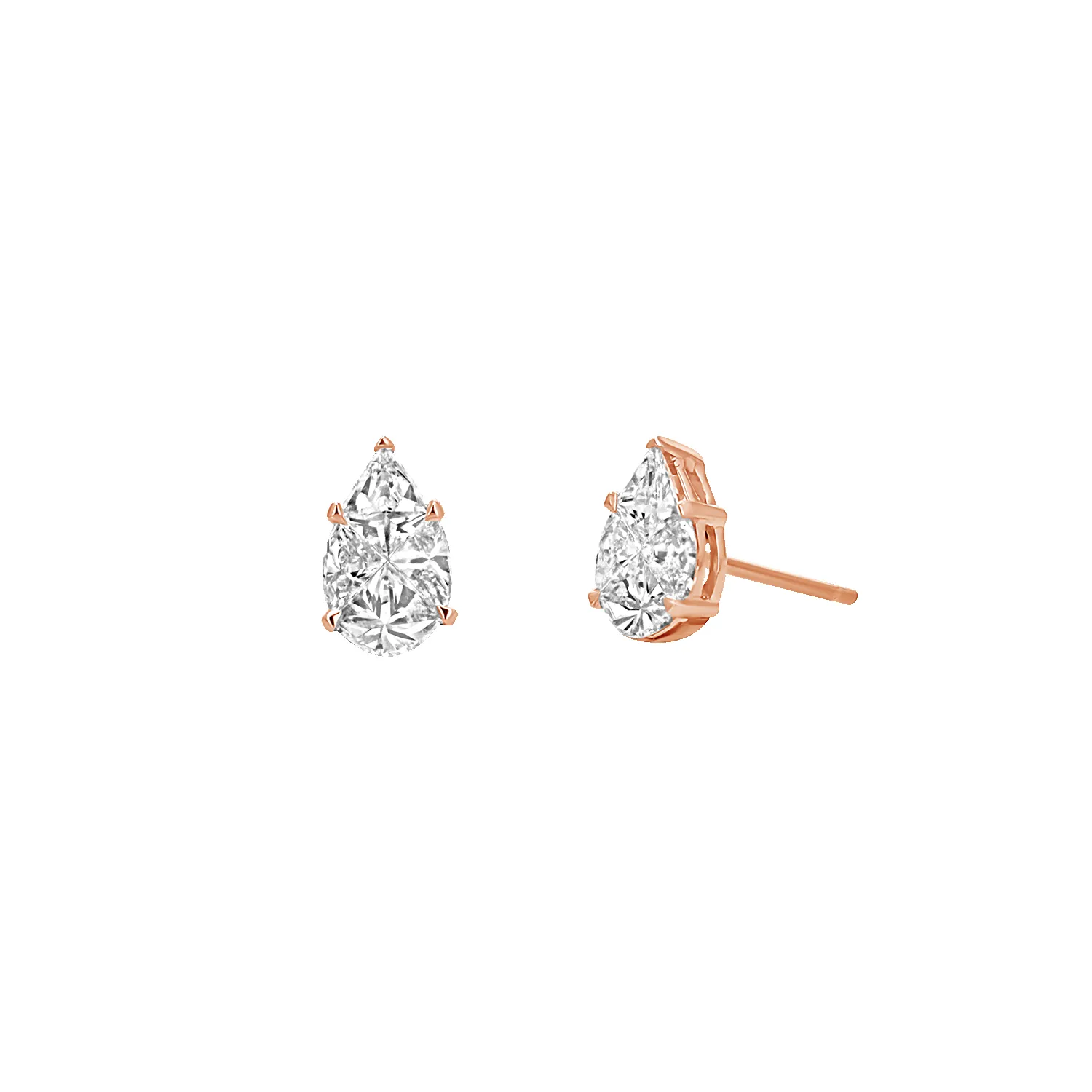 Pear Shape Illusion Set Diamond Stud Earrings sold by Baby Gold product image thumbnail 2