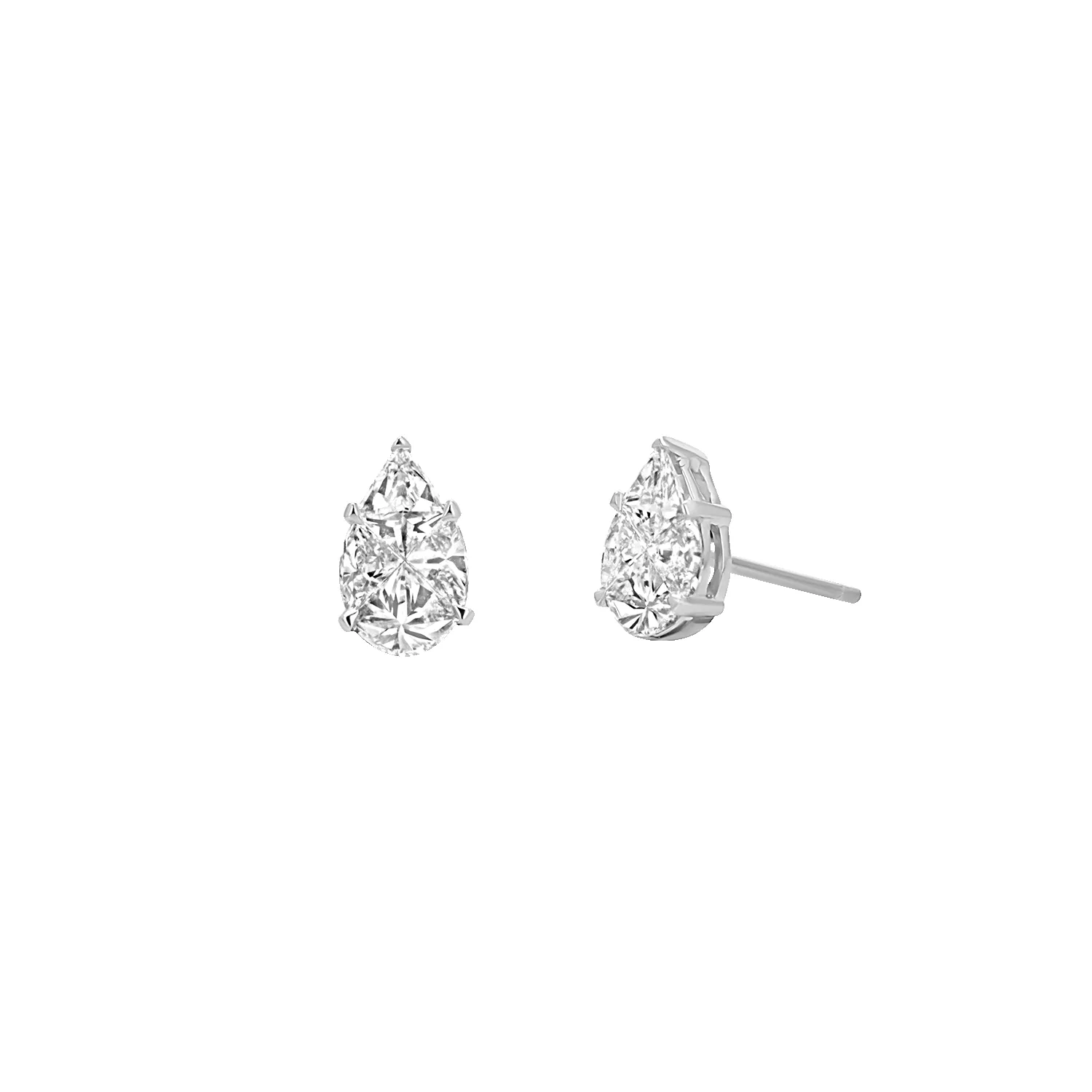 Pear Shape Illusion Set Diamond Stud Earrings sold by Baby Gold product image thumbnail 3