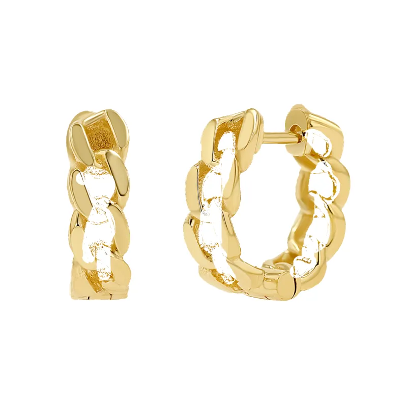 Cuban Link Huggies Hoop Earrings sold by Baby Gold