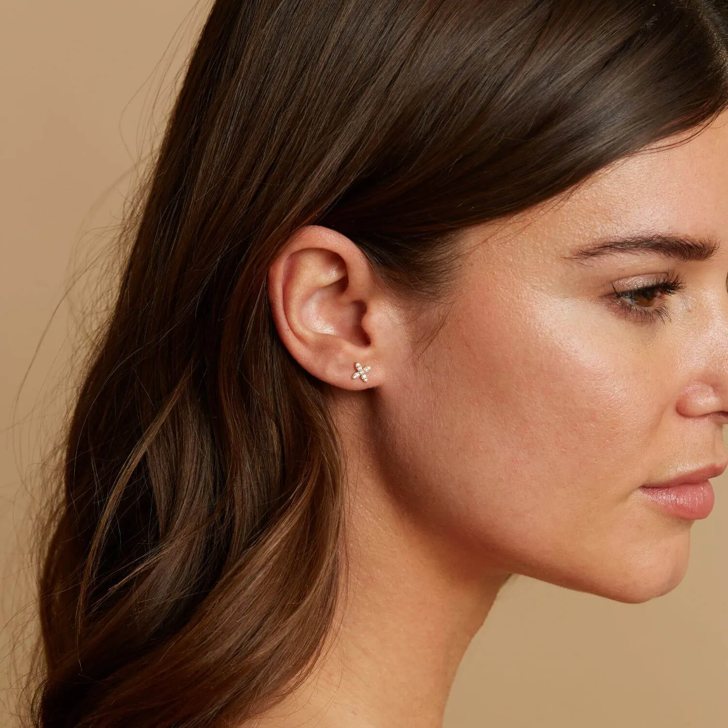 Floral Diamond Studs sold by Baby Gold product image thumbnail 4