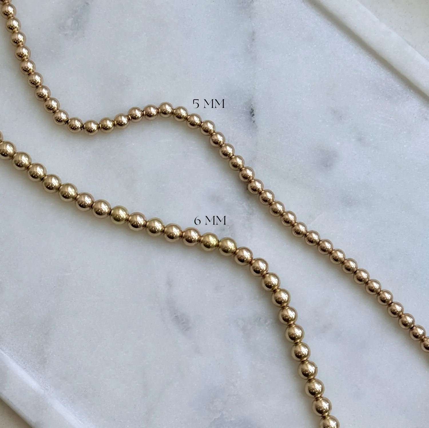 5mm Gold Bead Ball Necklace sold by Baby Gold product image thumbnail 2
