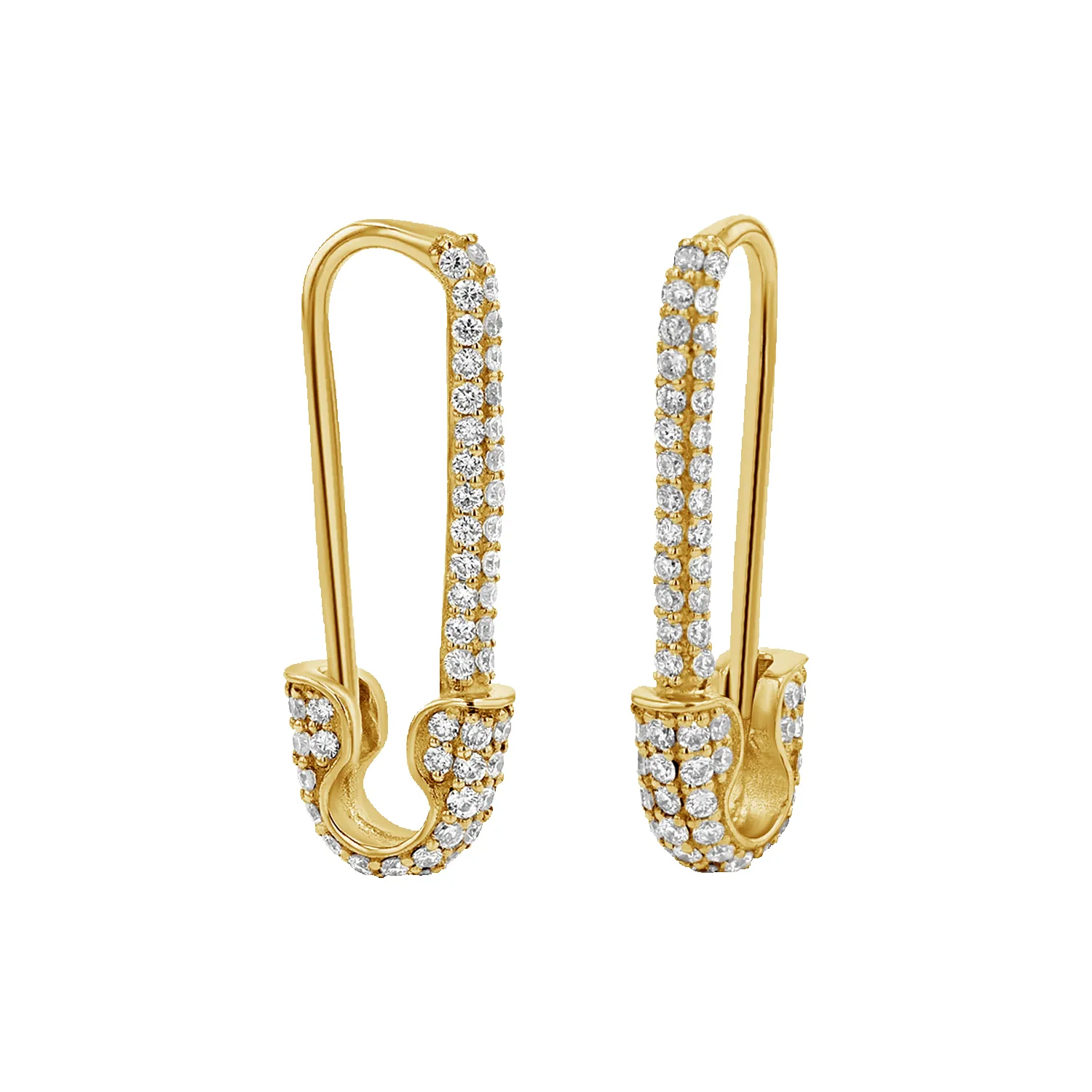 Diamond Safety Pin Earrings sold by Baby Gold