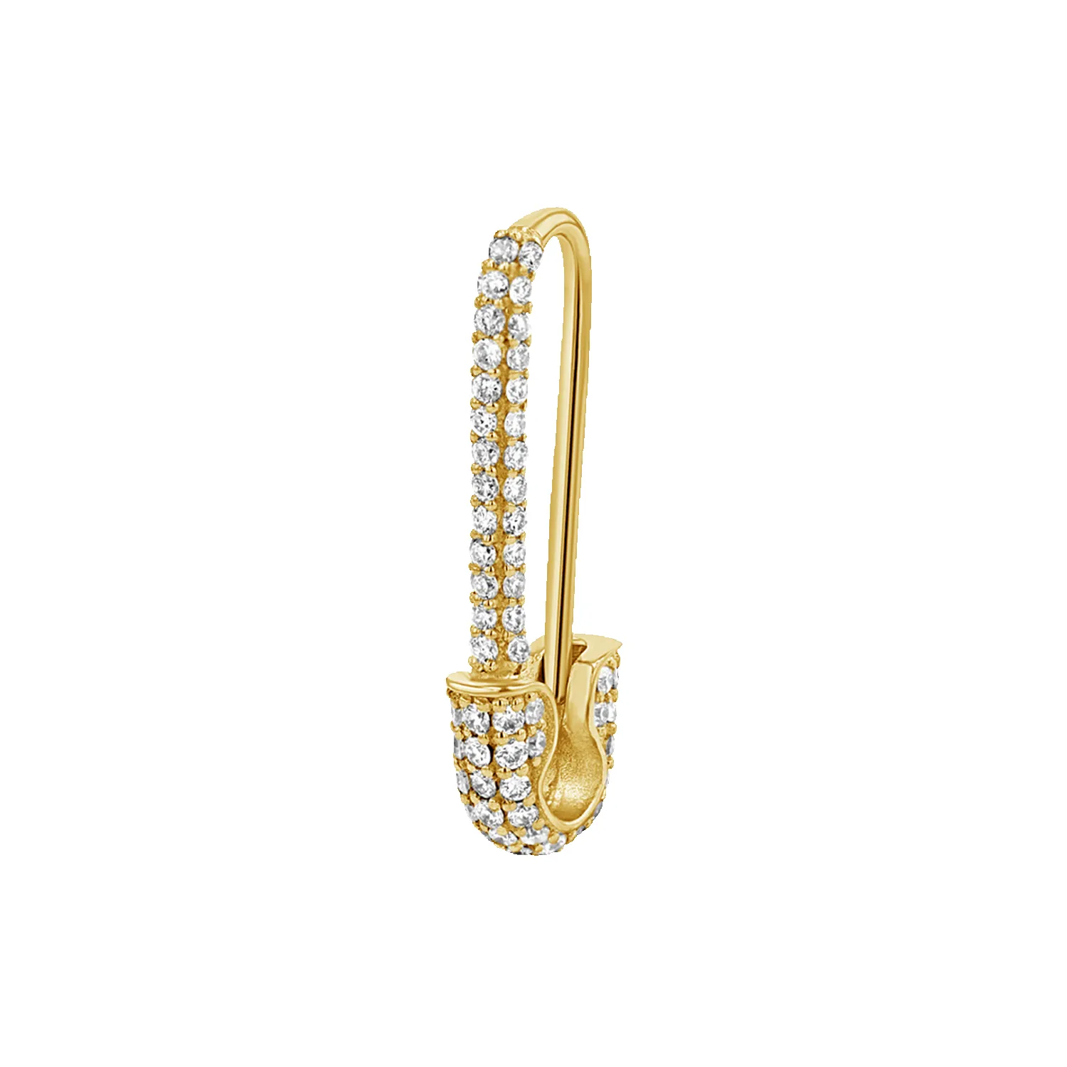 Diamond Safety Pin Earrings sold by Baby Gold product image thumbnail 4
