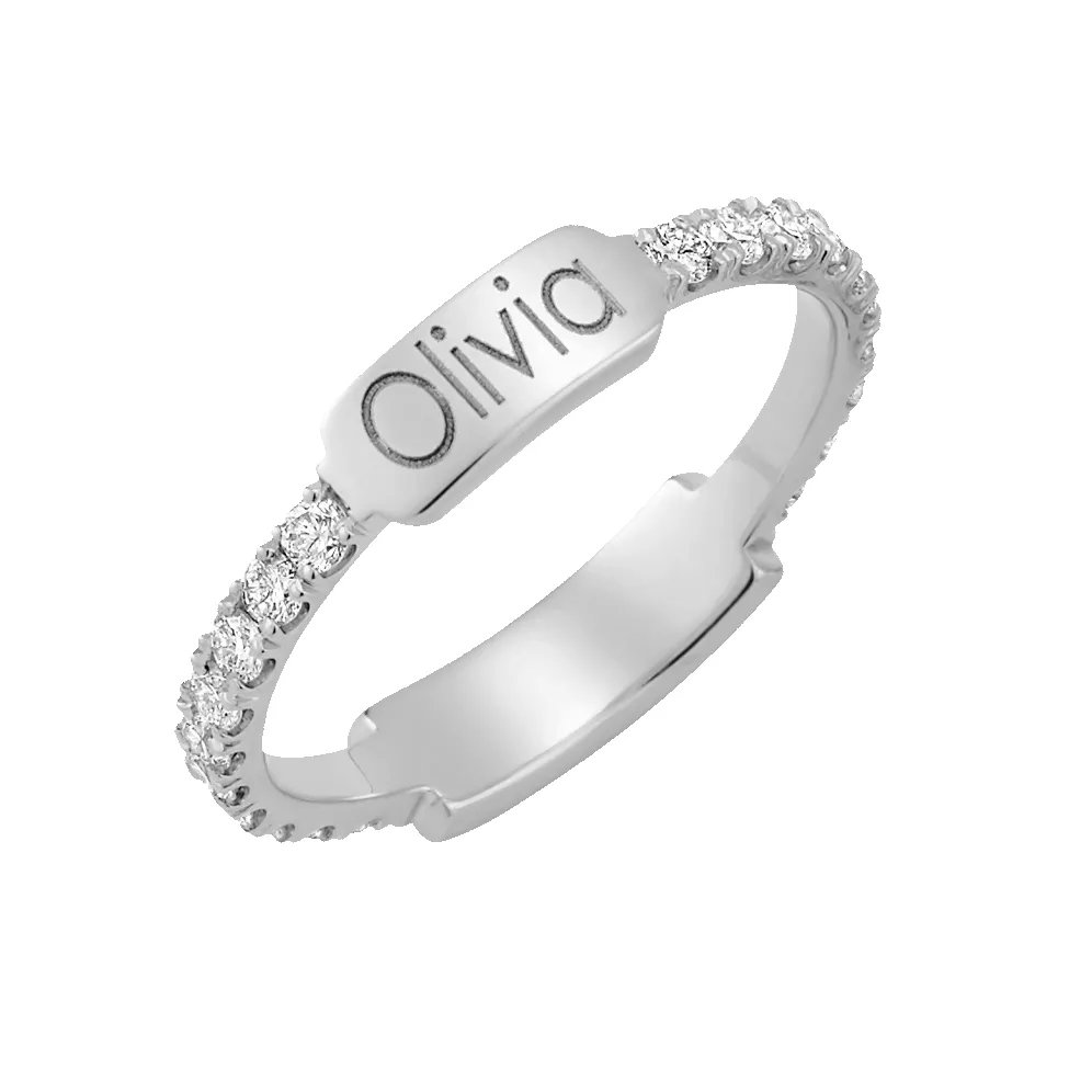 Moyen Diamond U-Pave Engraved Ring sold by Baby Gold product image thumbnail 2