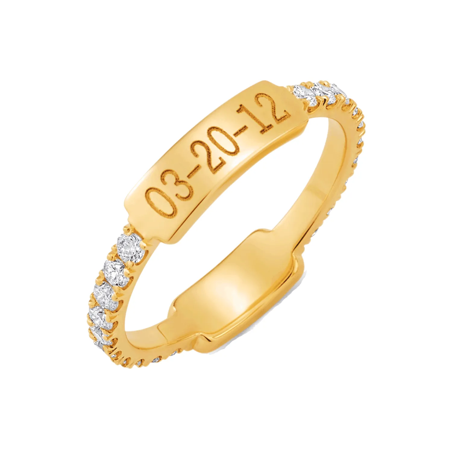 Moyen Diamond U-Pave Engraved Ring sold by Baby Gold product image thumbnail 4