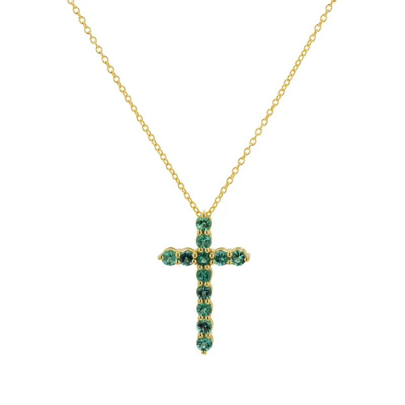 Emerald Cross Necklace sold by Baby Gold
