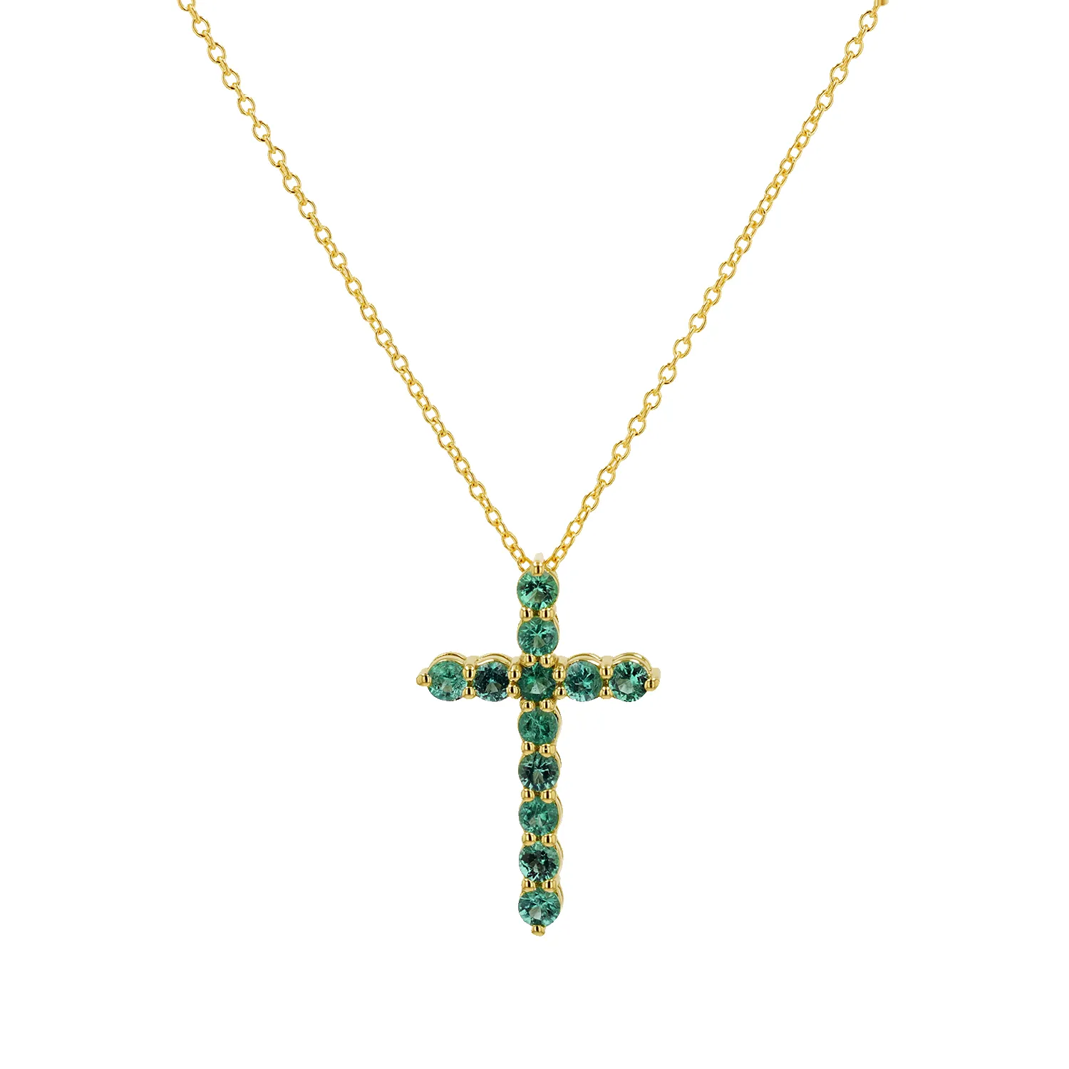 Emerald Cross Necklace sold by Baby Gold