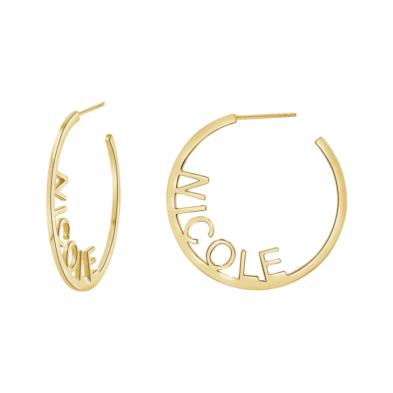 Small Block Name Hoops sold by Baby Gold