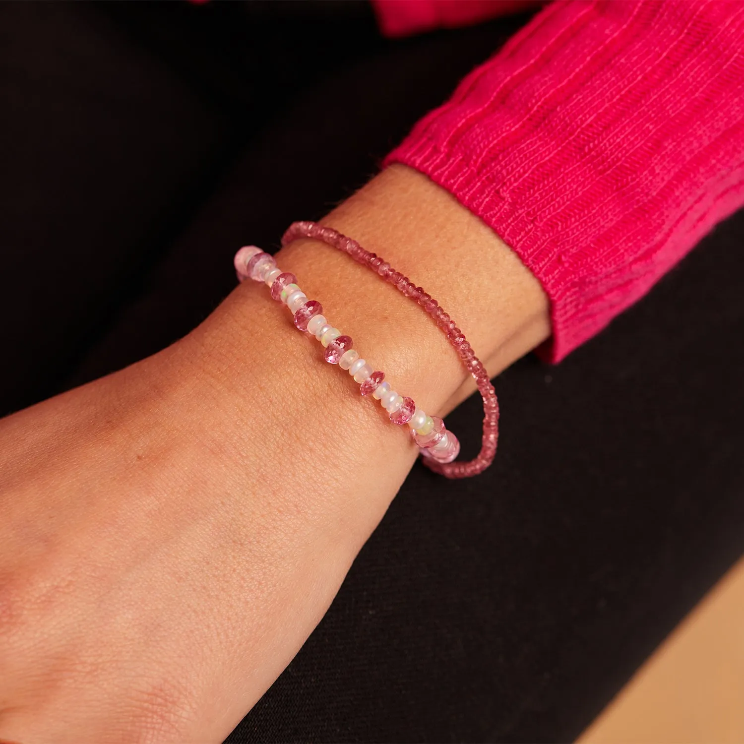 Pink Sapphire Beaded Bracelet sold by Baby Gold product image thumbnail 2