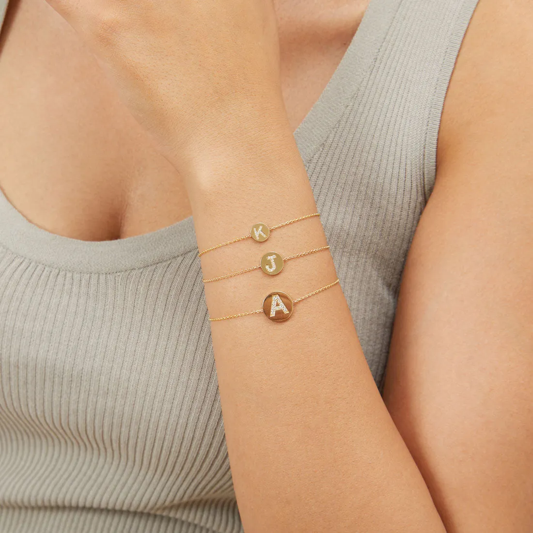 Diamond Initial Coin Bracelet sold by Baby Gold product image thumbnail 5