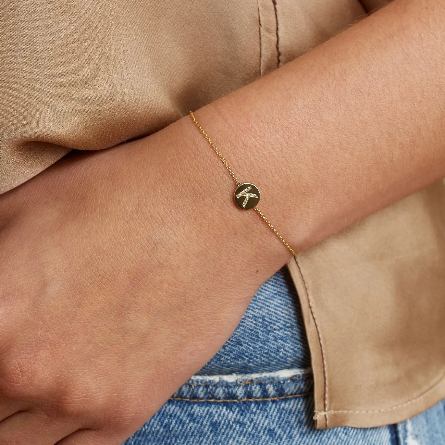 Diamond Initial Coin Bracelet sold by Baby Gold product image thumbnail 4