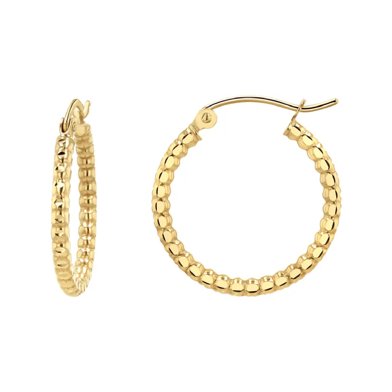 Diamond Cut Bead Hoop Earrings sold by Baby Gold