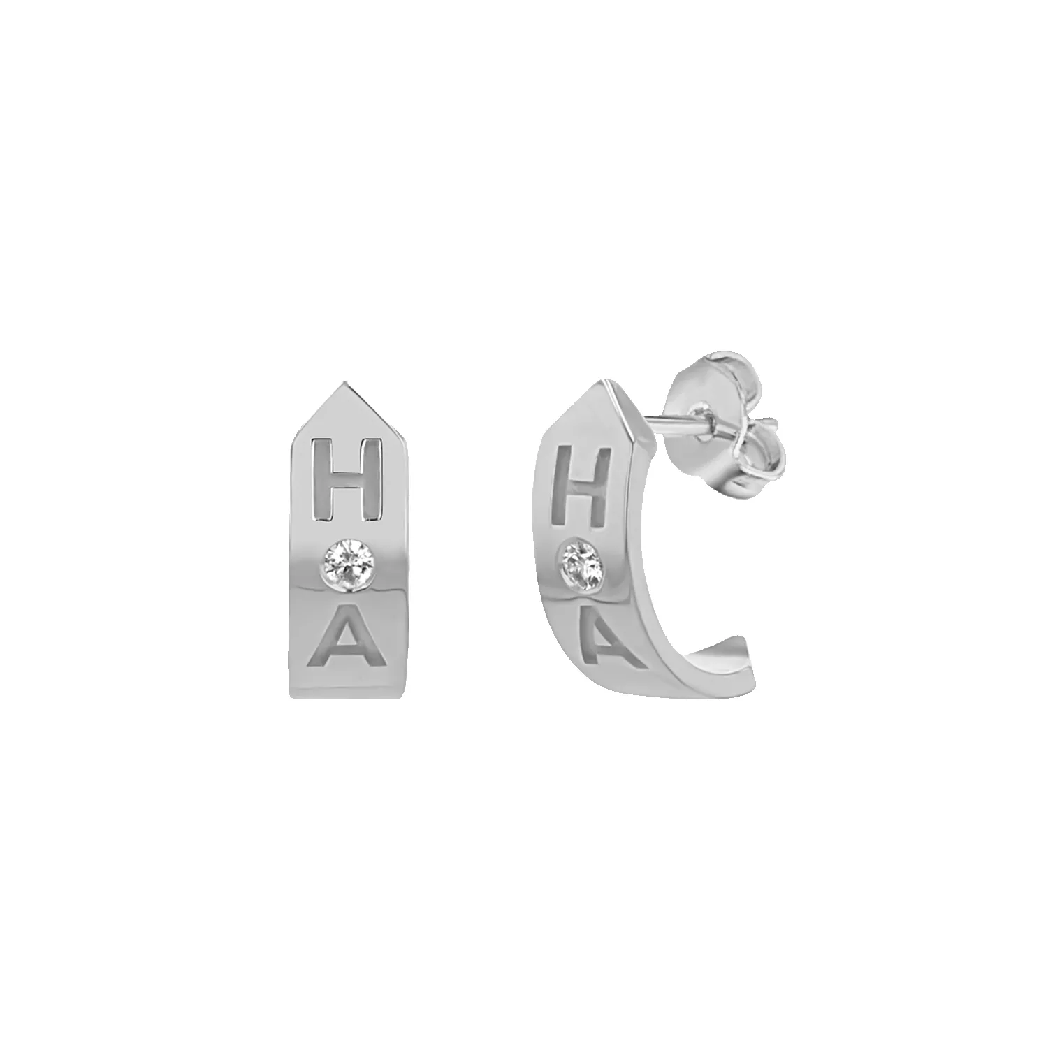 Shield Letter Huggie Hoops sold by Baby Gold product image thumbnail 2
