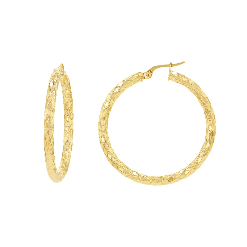 Serpentine Faceted Hoop Earrings sold by Baby Gold