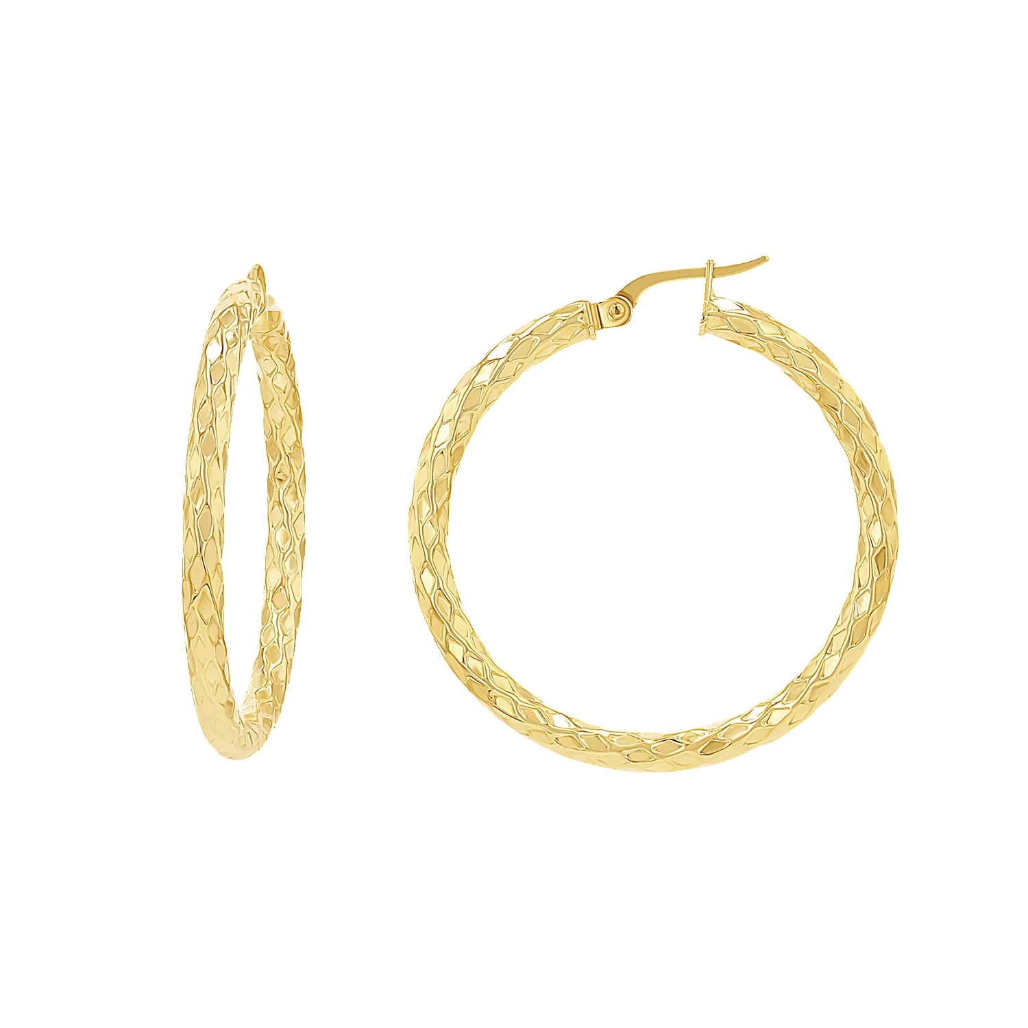 Serpentine Faceted Hoop Earrings sold by Baby Gold
