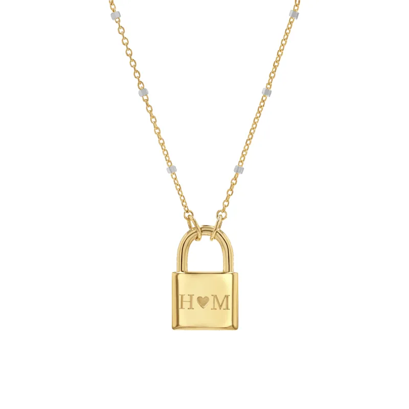 Love Padlock Engravable Sparkle Necklace sold by Baby Gold