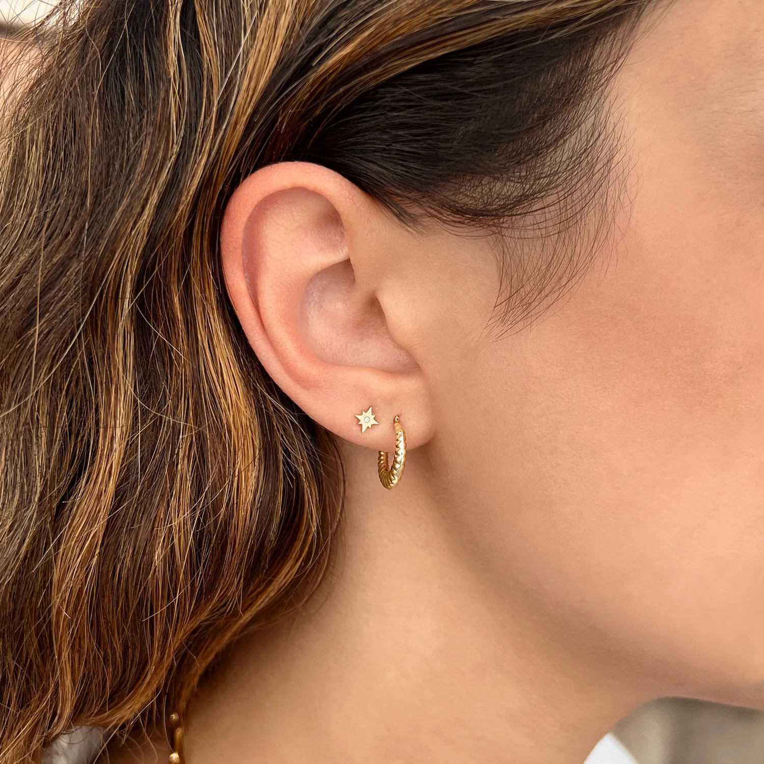 Linea Tapered Hoop Earrings sold by Baby Gold product image thumbnail 3