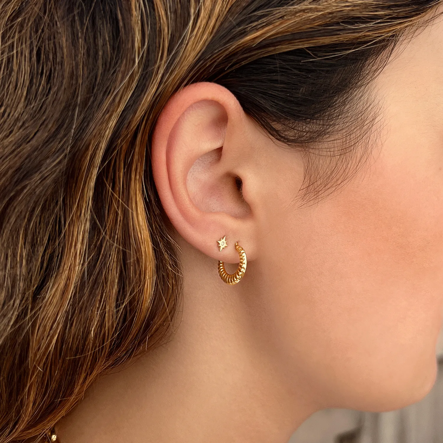 Linea Tapered Hoop Earrings sold by Baby Gold product image thumbnail 4