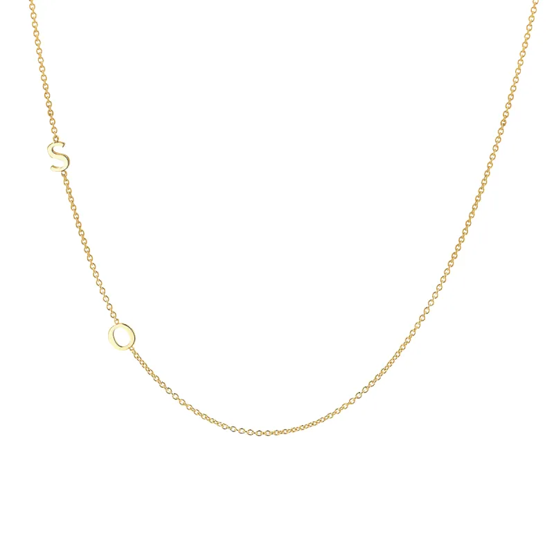 14K Gold Asymmetrical Multi Initial Necklace sold by Baby Gold