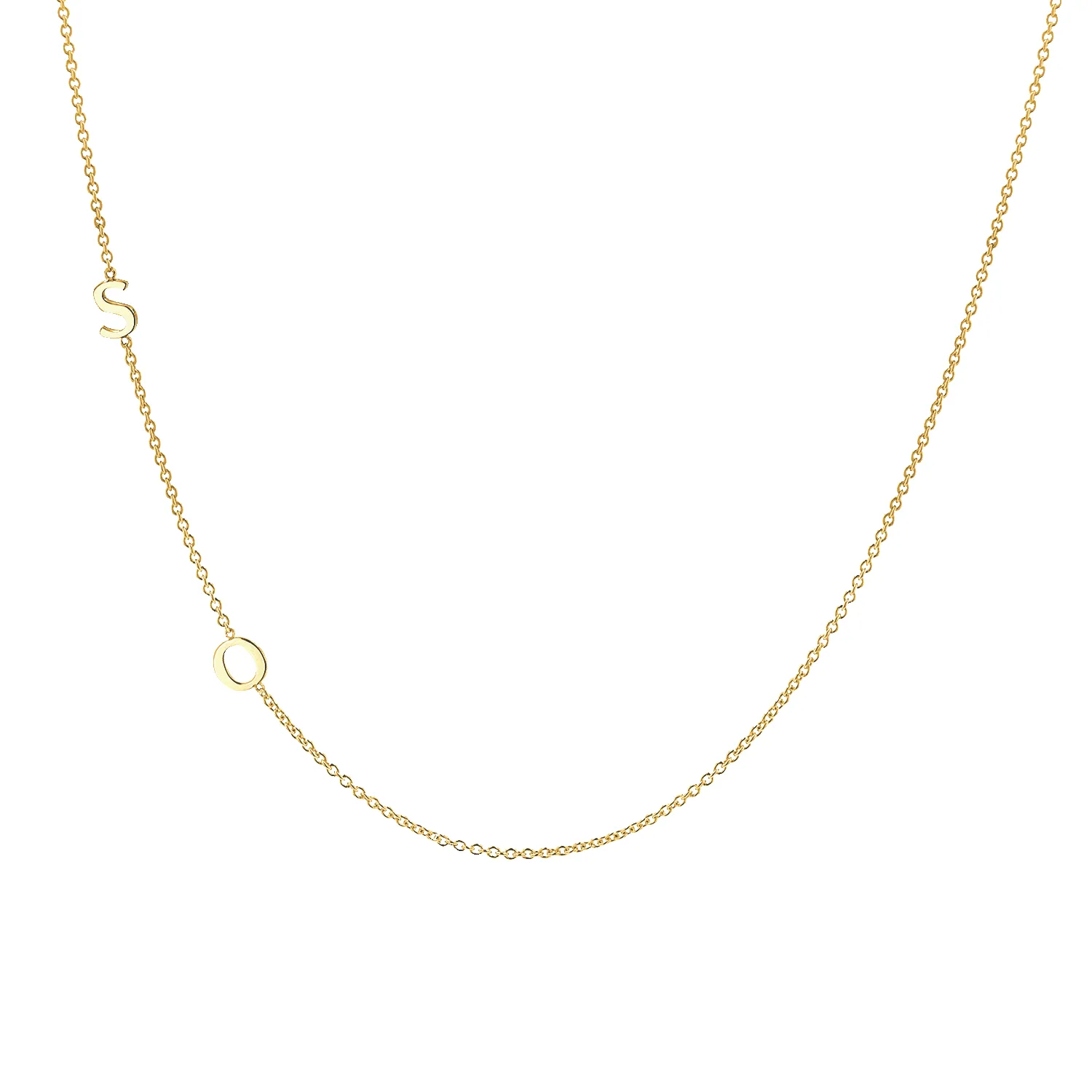14K Gold Asymmetrical Multi Initial Necklace sold by Baby Gold