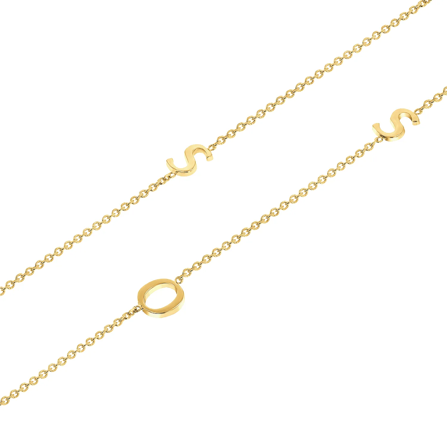 14K Gold Asymmetrical Multi Initial Necklace sold by Baby Gold product image thumbnail 5