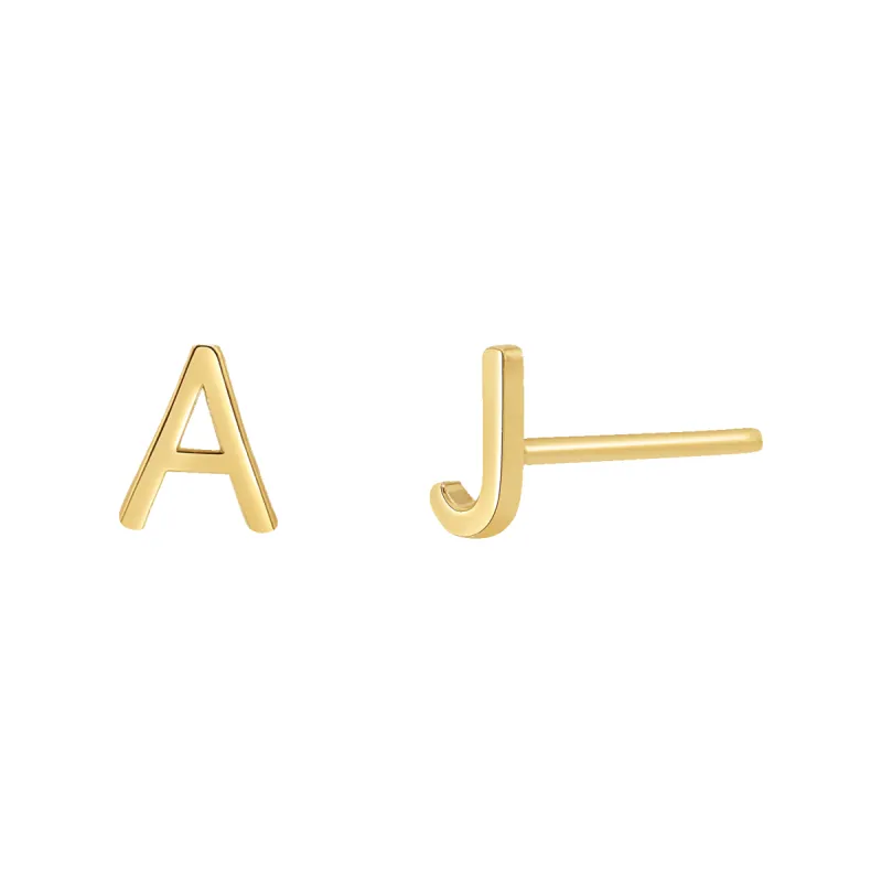 Solid Letter Studs sold by Baby Gold