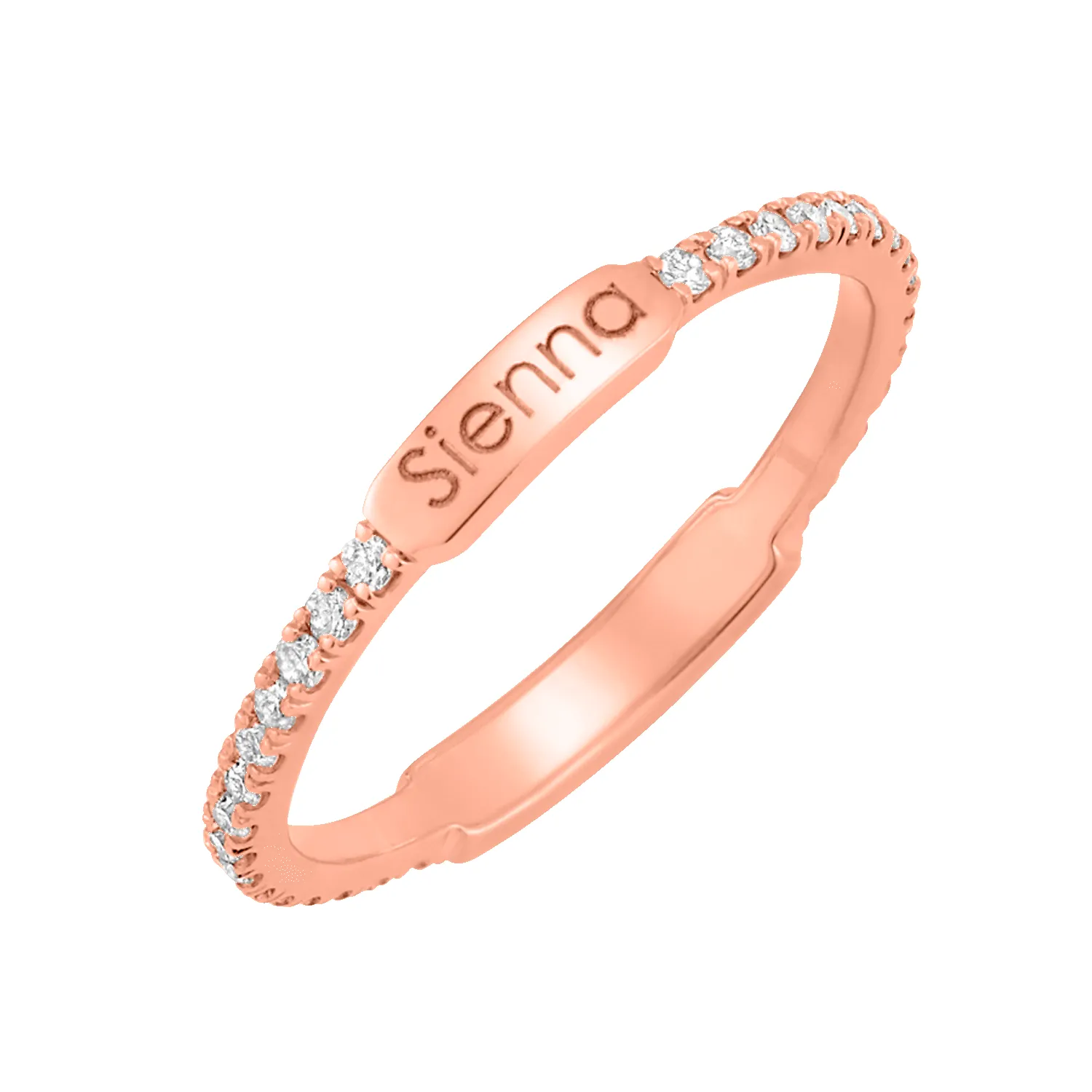 Petit Diamond U-Pave Engraved Ring sold by Baby Gold product image thumbnail 3