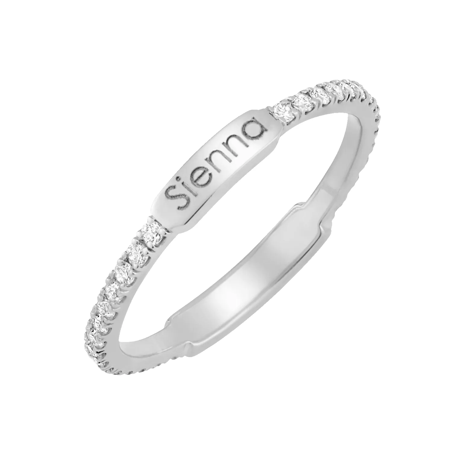 Petit Diamond U-Pave Engraved Ring sold by Baby Gold product image thumbnail 2