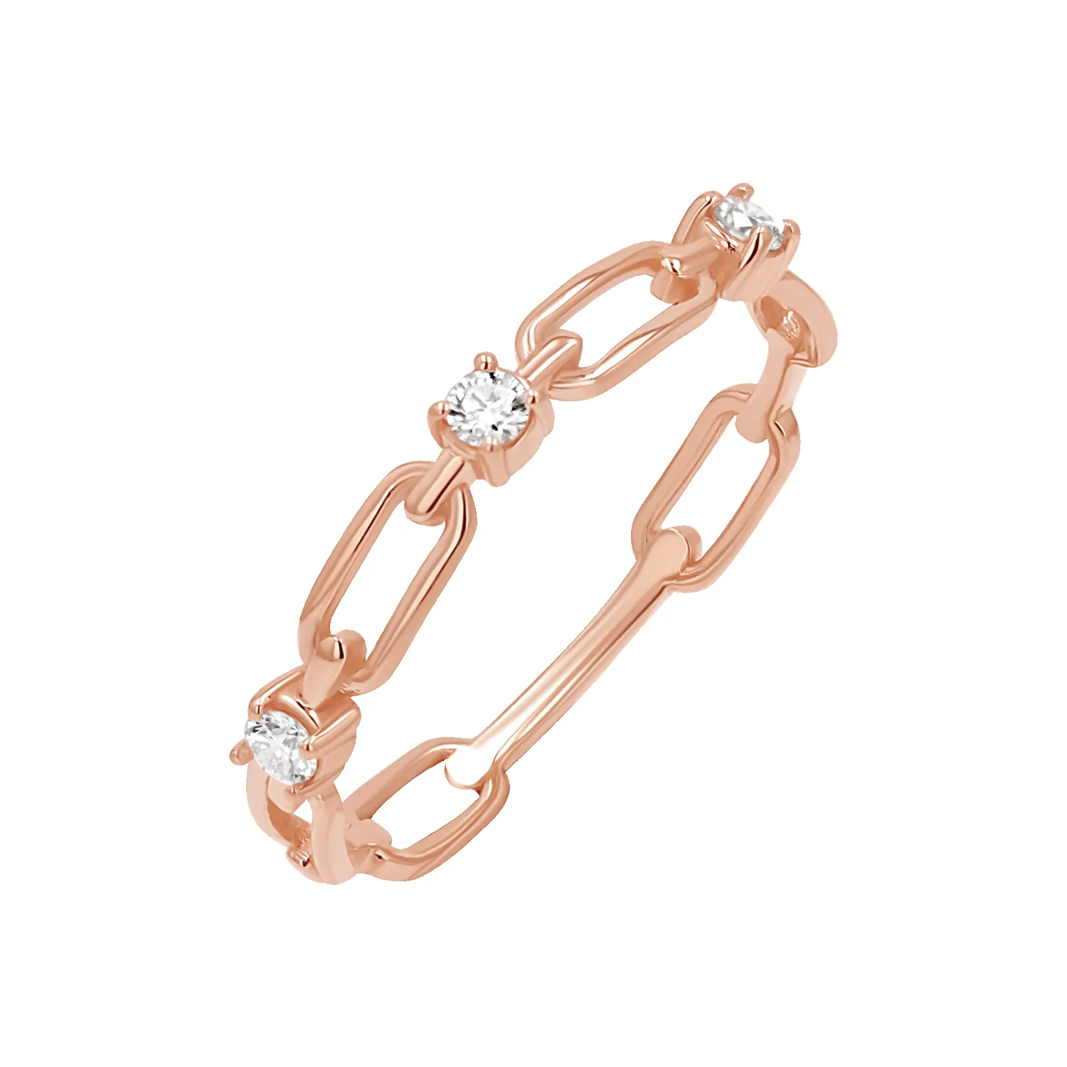 Three Diamond Paper Clip Link Ring sold by Baby Gold product image thumbnail 3