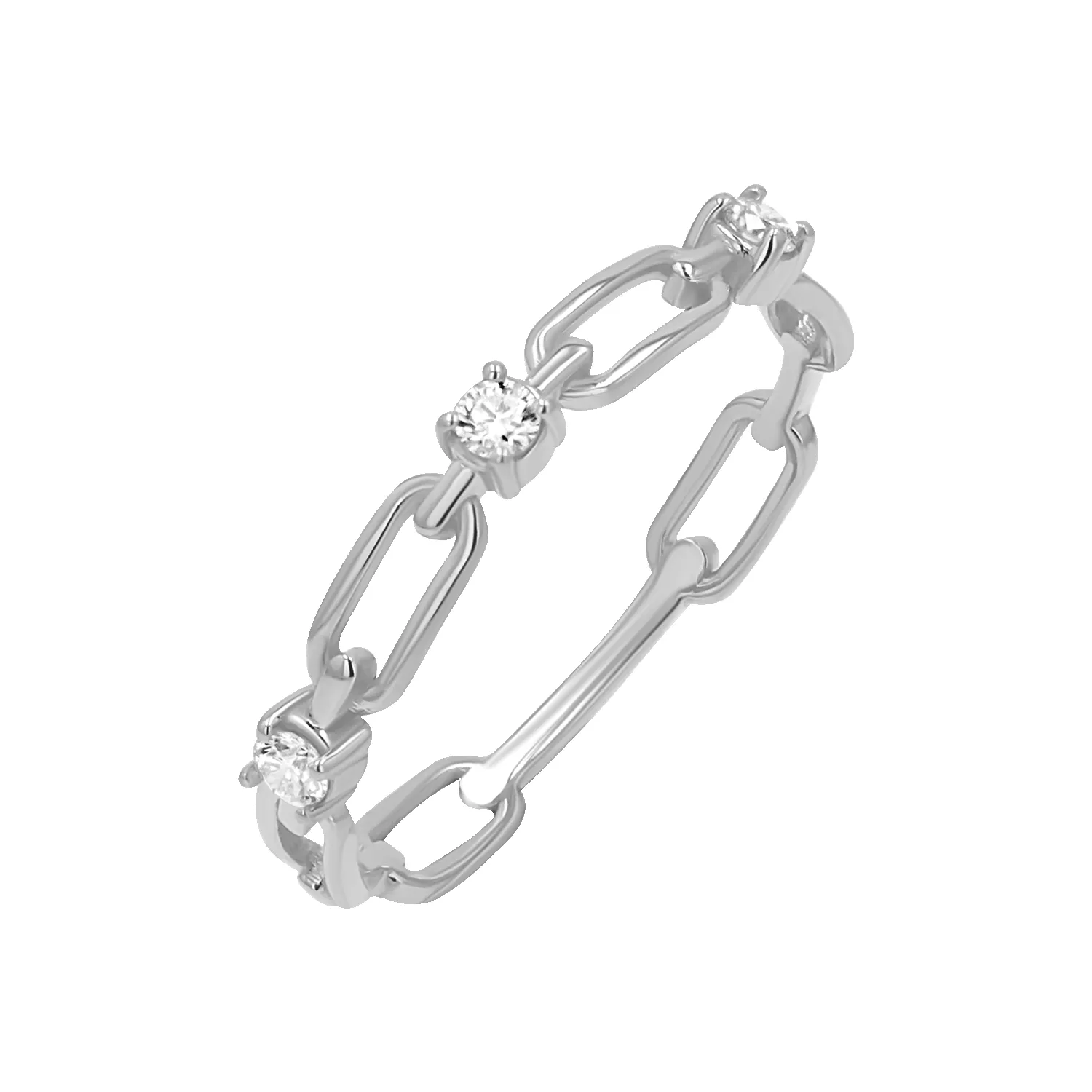 Three Diamond Paper Clip Link Ring sold by Baby Gold product image thumbnail 2