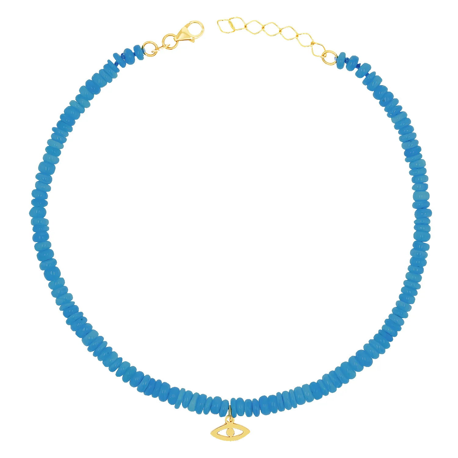 Evil Eye Neon Blue Opal Anklet sold by Baby Gold