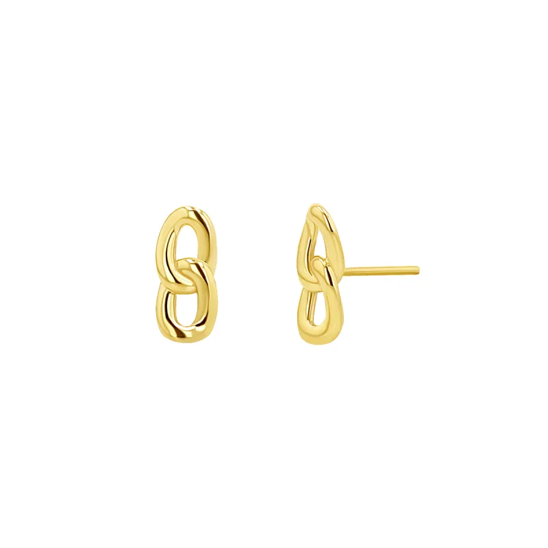 Cuban Curb Link Stud Earrings sold by Baby Gold