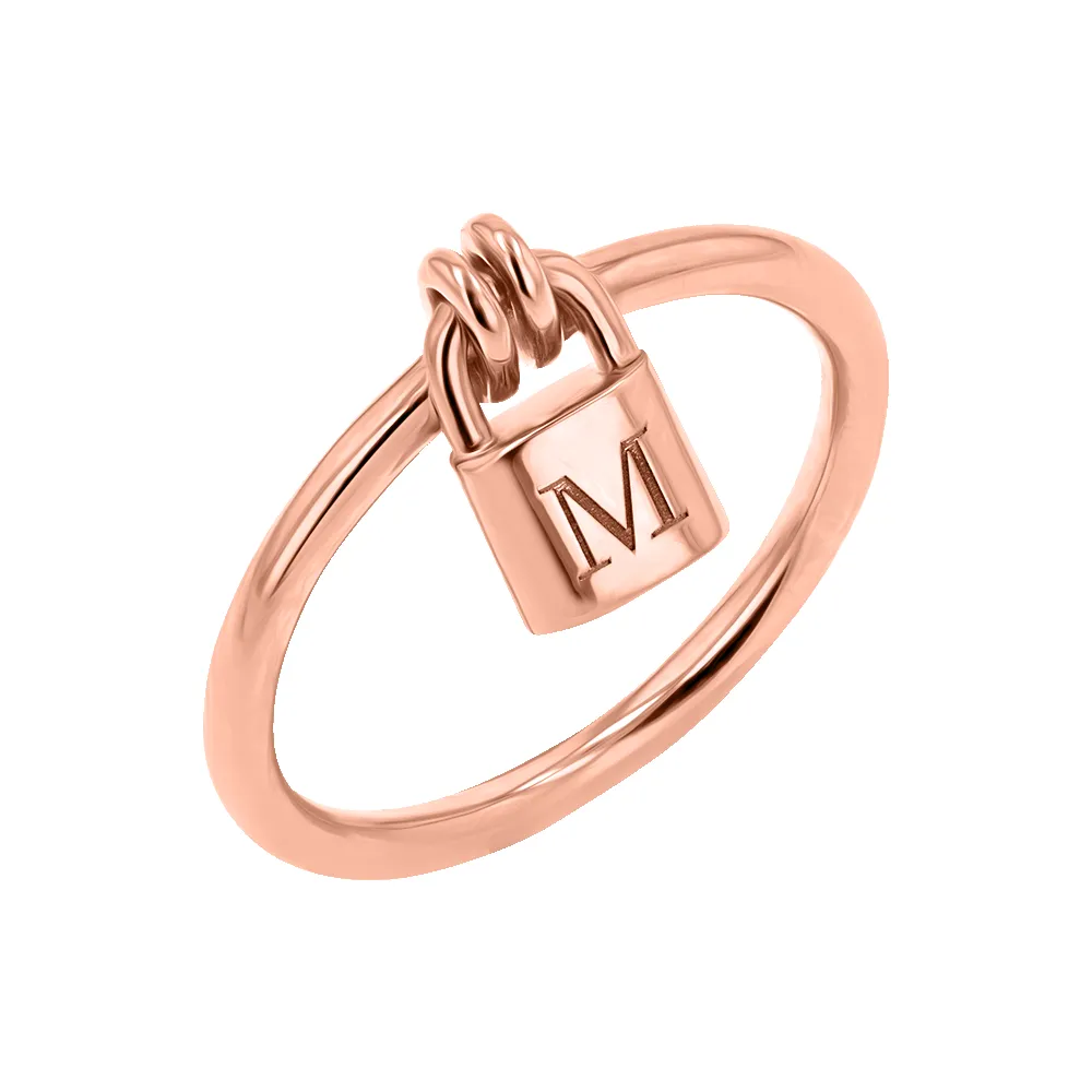 Engravable Initial Love Padlock Ring sold by Baby Gold product image thumbnail 3