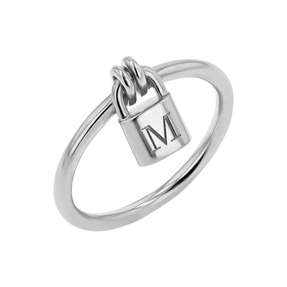Engravable Initial Love Padlock Ring sold by Baby Gold product image thumbnail 2