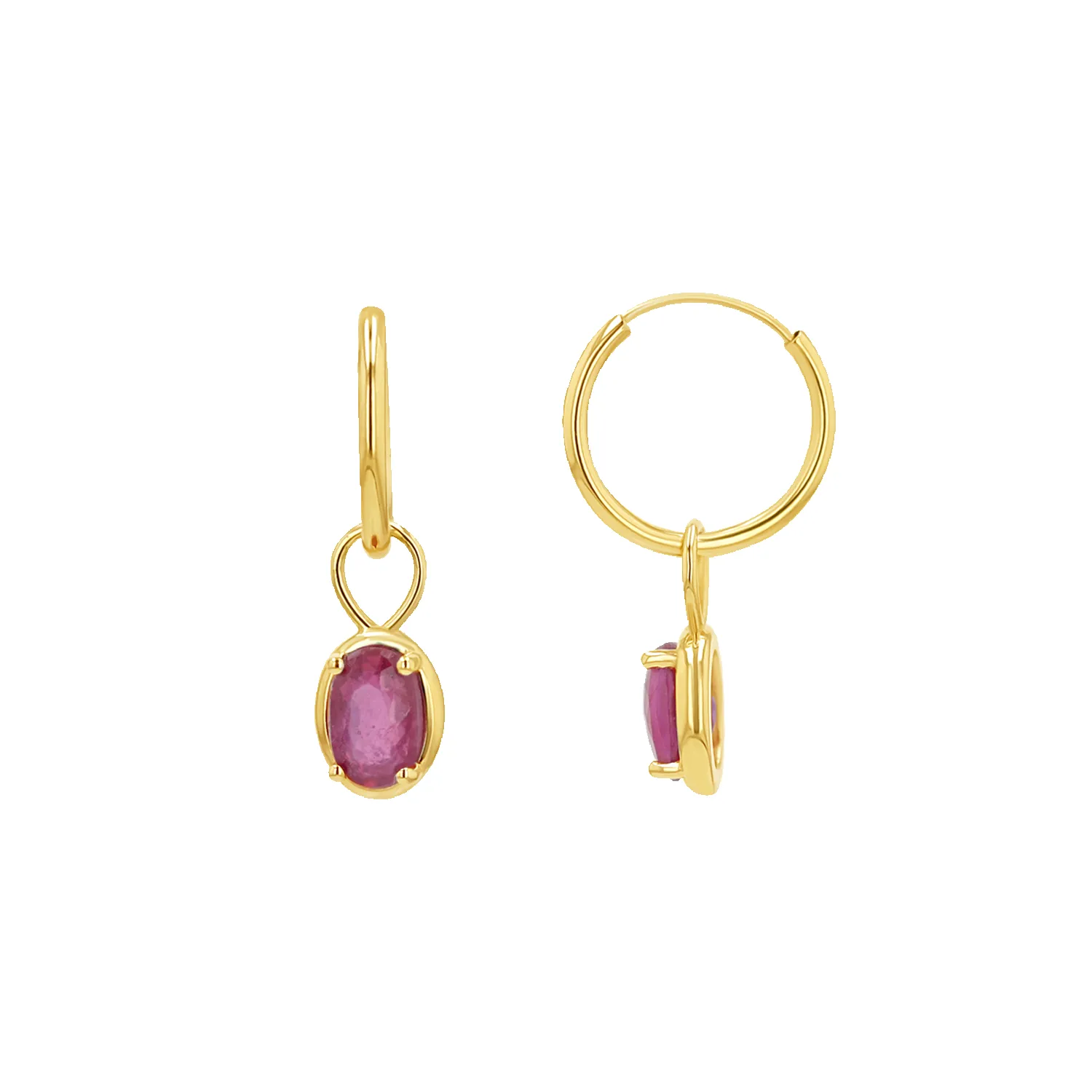 Gemstone Oval Huggie Charms sold by Baby Gold product image thumbnail 4