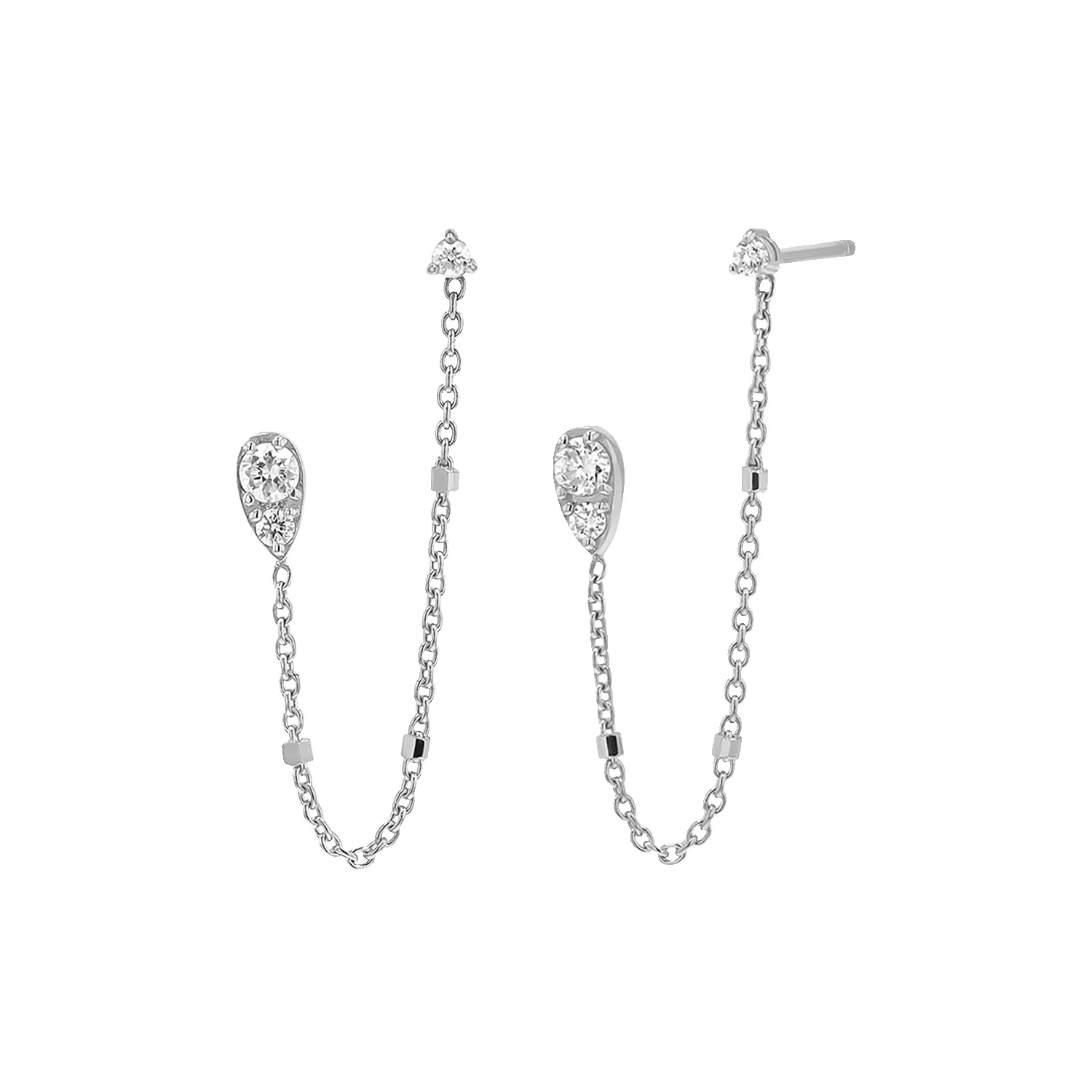 Diamond Pear Chain Duo Stud Earrings sold by Baby Gold product image thumbnail 2