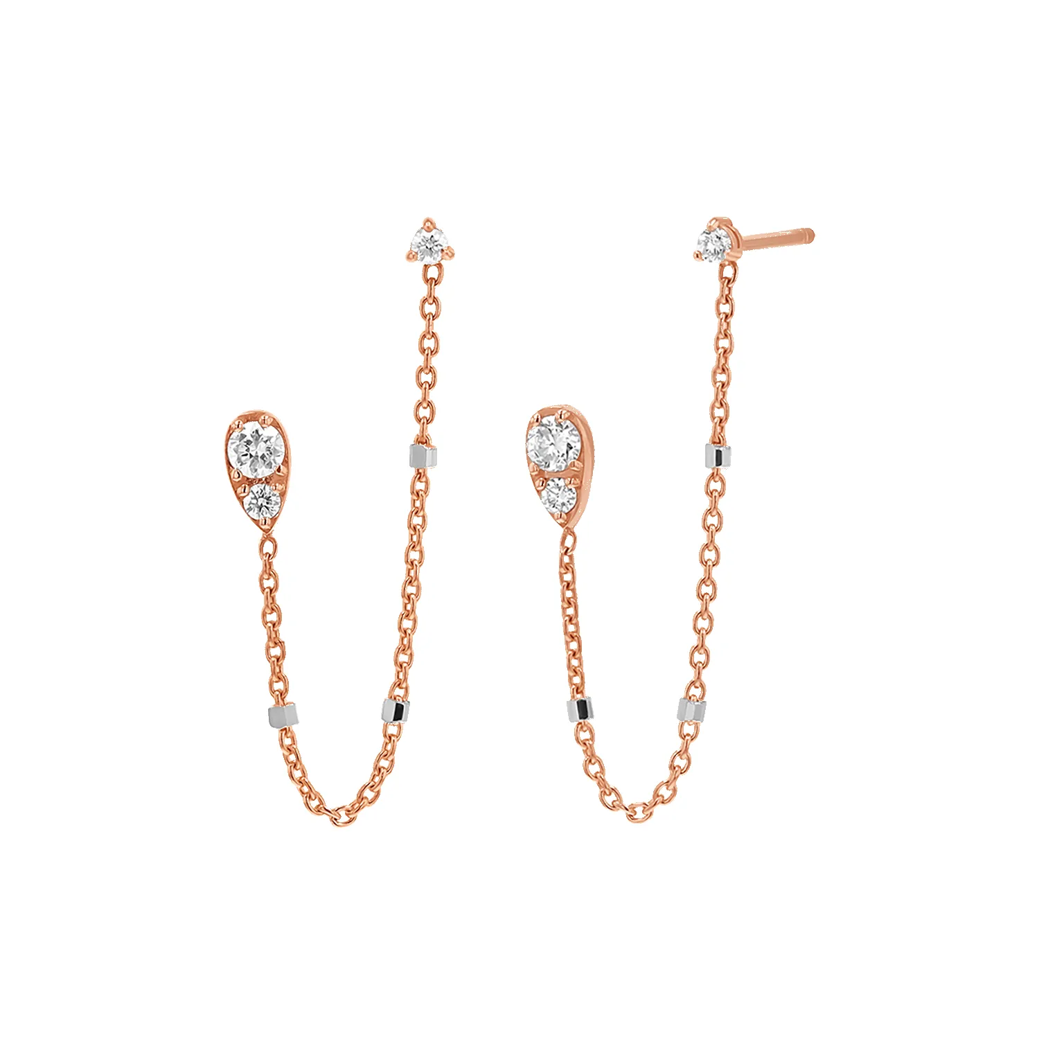 Diamond Pear Chain Duo Stud Earrings sold by Baby Gold product image thumbnail 3