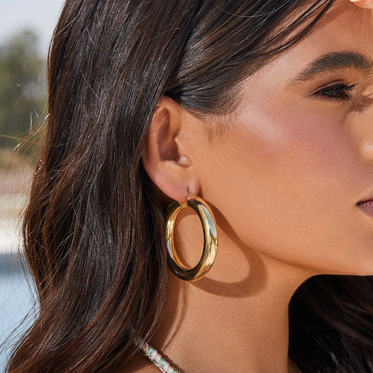 8mm Extra Grand Tube Hoop Earrings sold by Baby Gold product image thumbnail 2