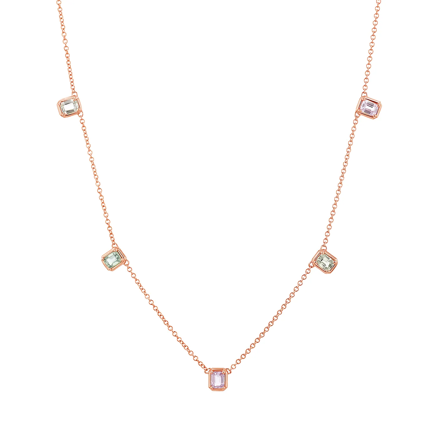 Emerald Cut Sapphire Station Necklace sold by Baby Gold product image thumbnail 3