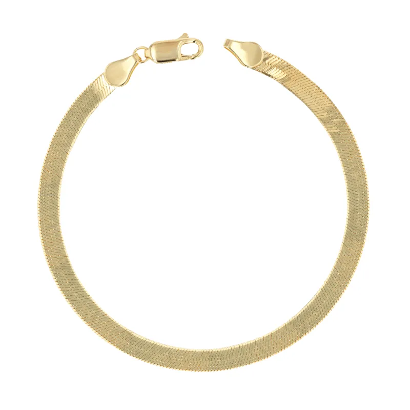 14K Gold Grand Herringbone Bracelet 5mm sold by Baby Gold
