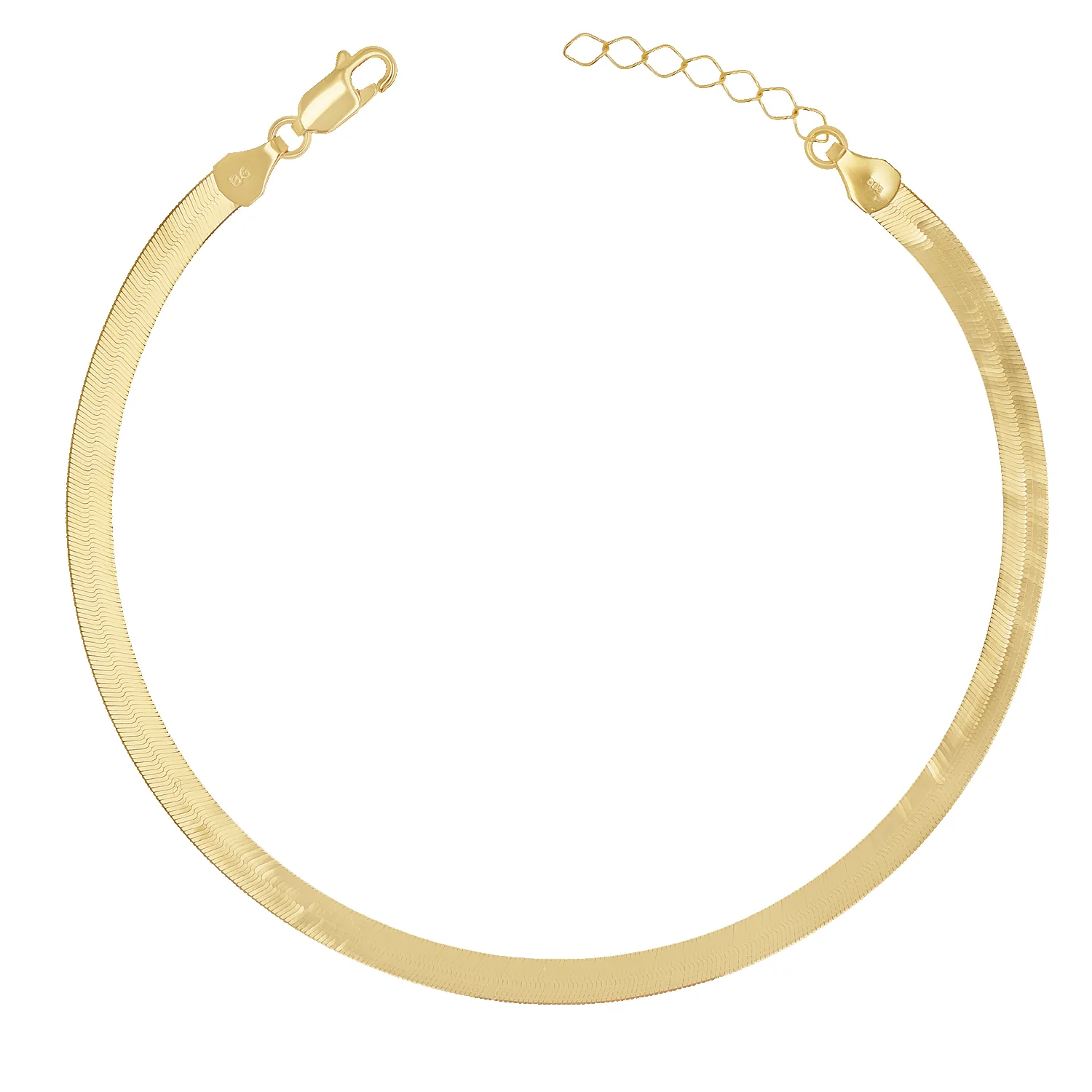 14K Gold Grand Herringbone Anklet 5mm sold by Baby Gold