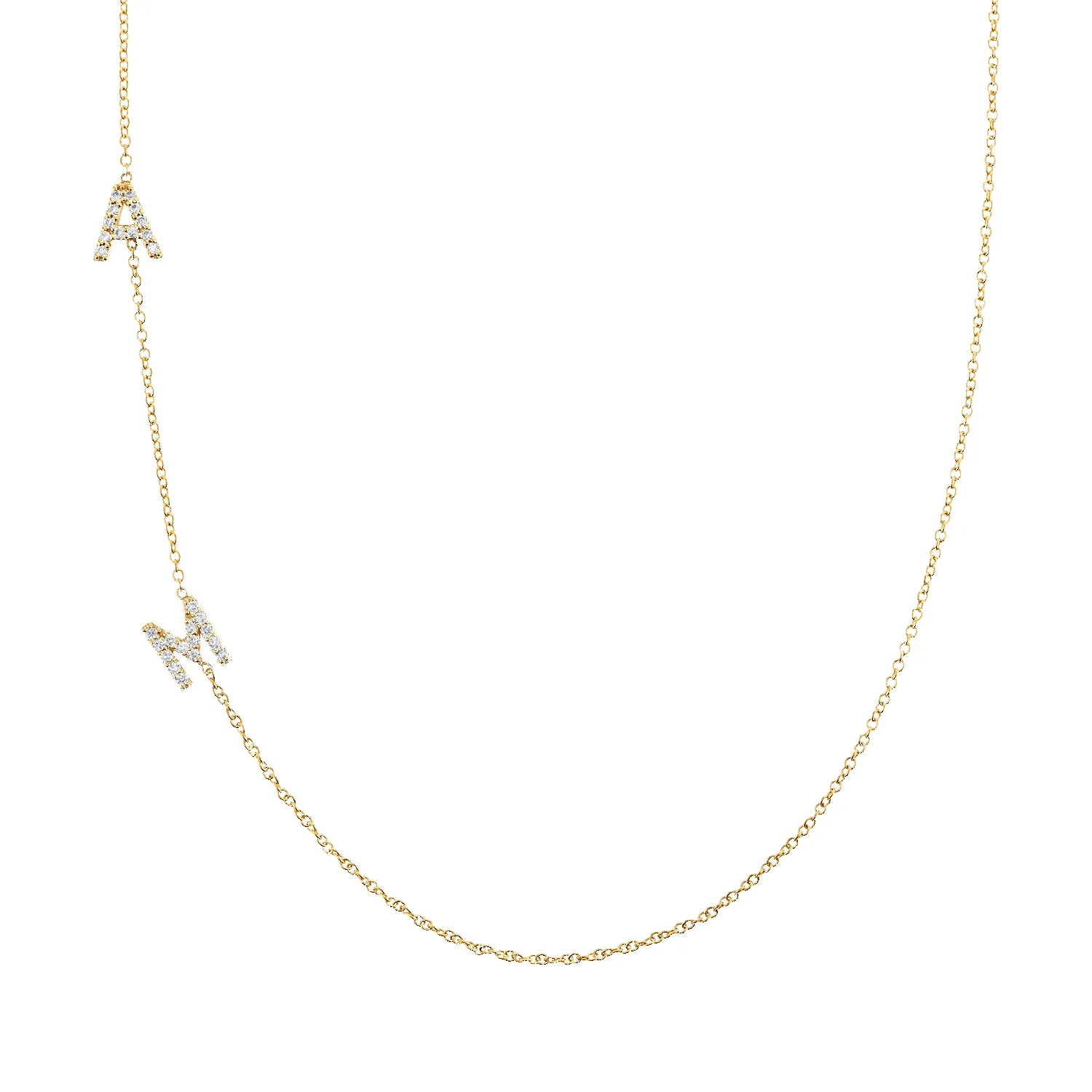 Diamond Asymmetrical Multi Initial Necklace sold by Baby Gold