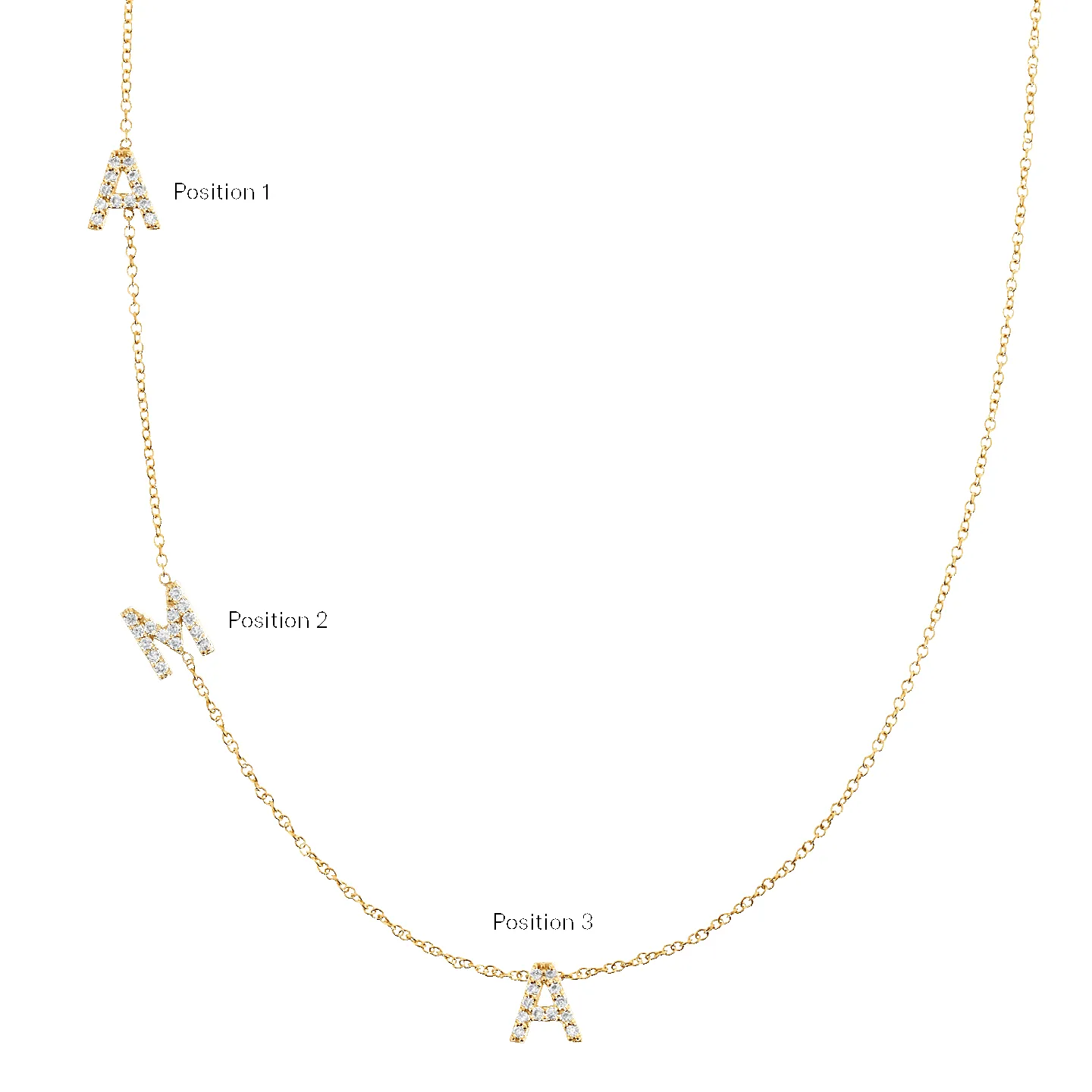 Diamond Asymmetrical Multi Initial Necklace sold by Baby Gold product image thumbnail 5