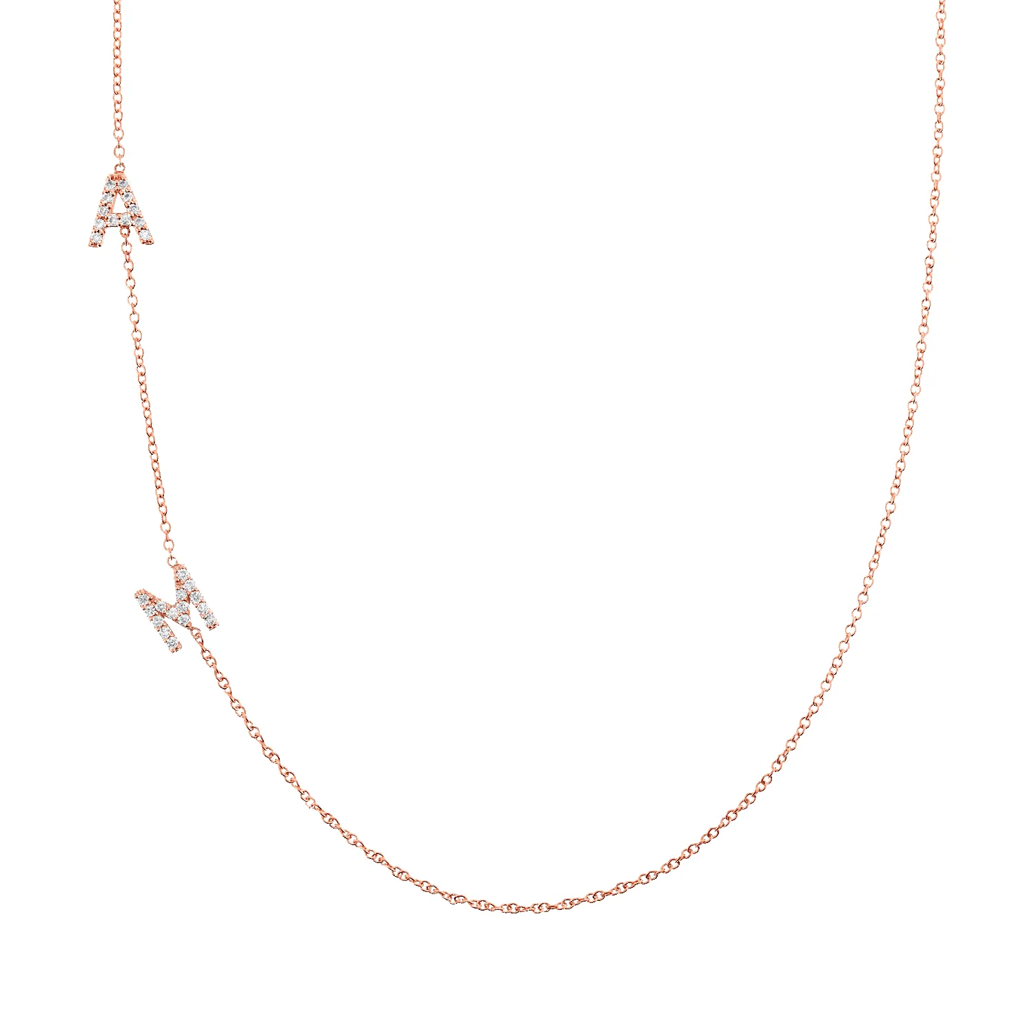 Diamond Asymmetrical Multi Initial Necklace sold by Baby Gold product image thumbnail 3