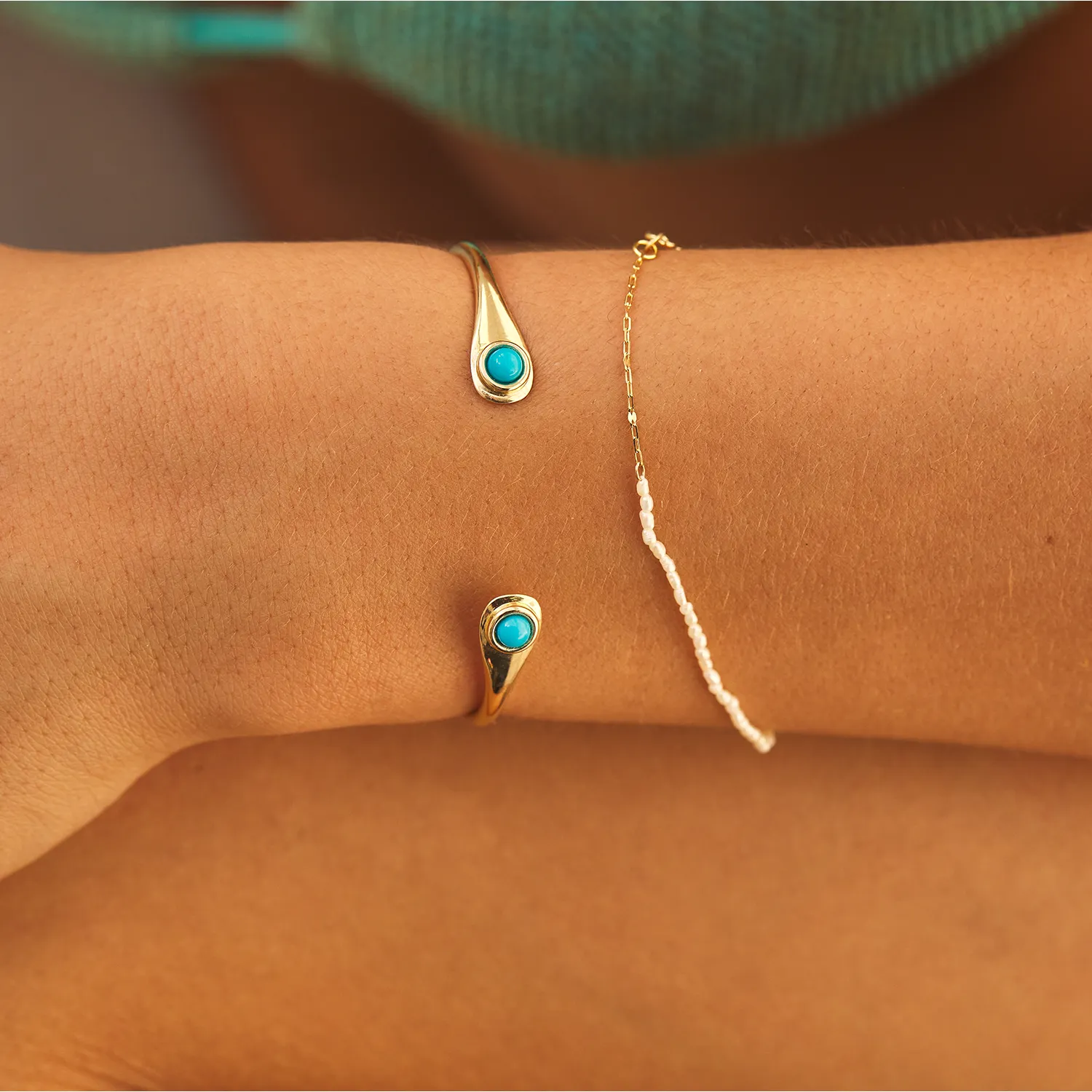Turquoise Cuff Bracelet sold by Baby Gold product image thumbnail 4